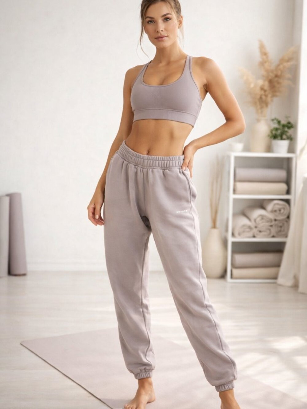 Roots Light Tan Elastic-Waist Joggers